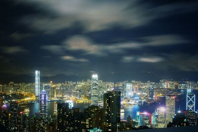 Illuminated cityscape at night