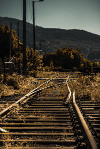 Railroad track against sky