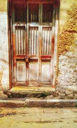 Closed door of house