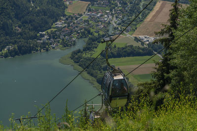 High angle view of cars on land