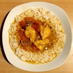 High angle view of meal served in plate