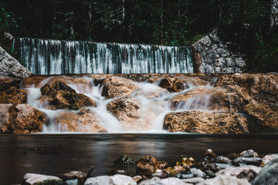 Scenic view of waterfall in forest