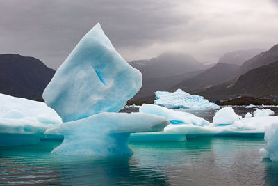 Frozen lake against sky during winter