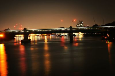 Bridge over river at night