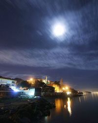 City lit up at night