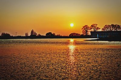Scenic view of sunset over sea