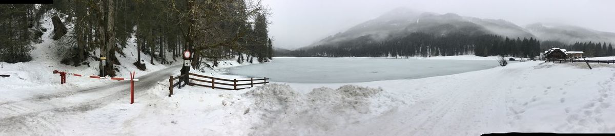 Panoramic view of snow covered landscape