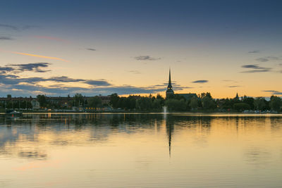 Scenic view of lake during sunset