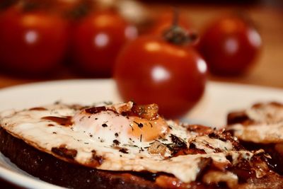 Close-up of burger in plate