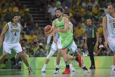 Group of people playing basketball