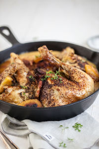 Close-up of food in plate on table