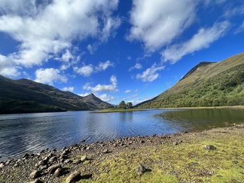 Scenic view of lake against sky