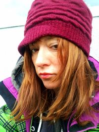Close-up portrait of a beautiful young woman in winter