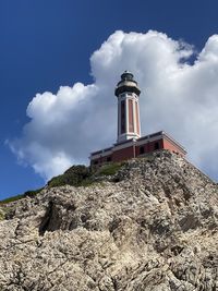 Low angle view of lighthouse against sky