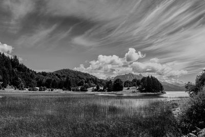 Scenic view of lake against sky