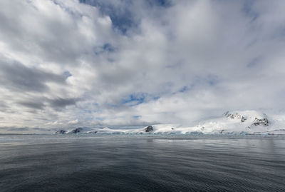 Scenic view of frozen sea against sky