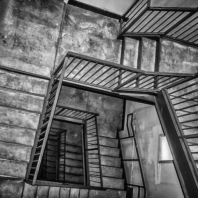 architecture, built structure, low angle view, building exterior, indoors, window, building, old, ceiling, wall - building feature, brick wall, door, pattern, no people, house, day, steps, abandoned, wall, architectural feature