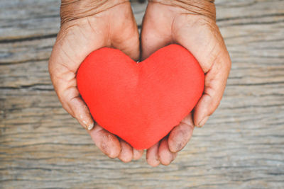 Close-up of hand holding heart shape