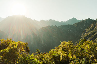 Scenic view of mountains against clear sky