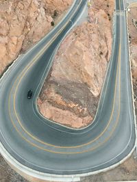 High angle view of car on winding road