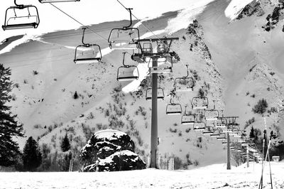 Empty cable car at ski resort on le mont dore, france during covid-19 epidemic