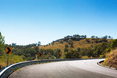 Road against clear blue sky