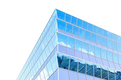 Low angle view of modern building against clear sky