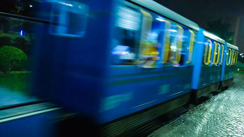 Train moving at night