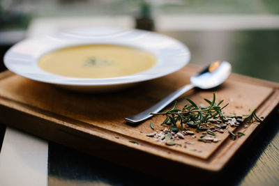 Close-up of food on table