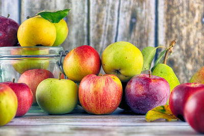 Close-up of apples on table
