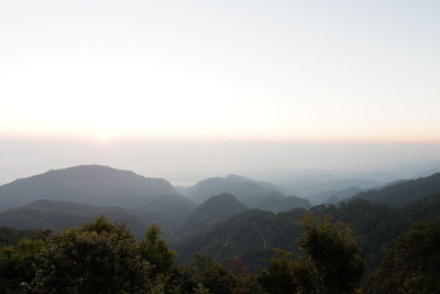 Scenic view of mountains against clear sky