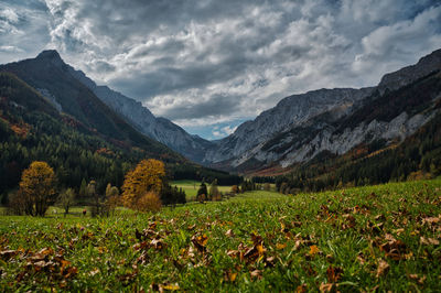 Scenic view of mountains against sky