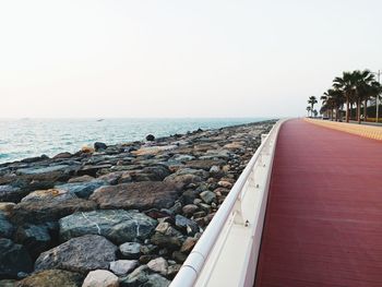 Scenic view of sea against clear sky