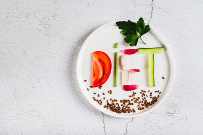 High angle view of food on table