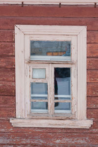 Closed door of abandoned house