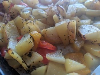 Full frame shot of chopped fruits in plate