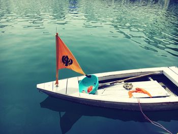 Boats in calm lake