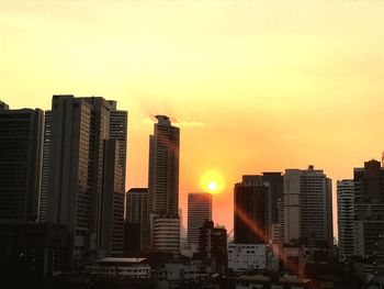 View of city at sunset