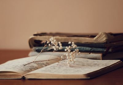 Close-up of book on table