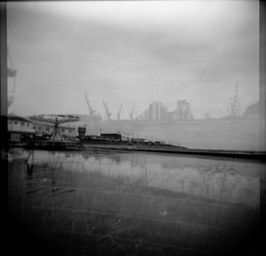 Reflection of city in water