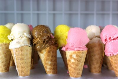 Close-up of multi colored ice cream