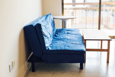 Empty chair on table at home