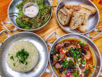 Close-up of food served on table