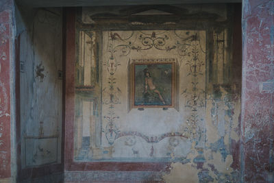 Closed door of abandoned house