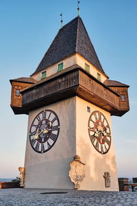 Clock tower on the schlossberg near graz close-up