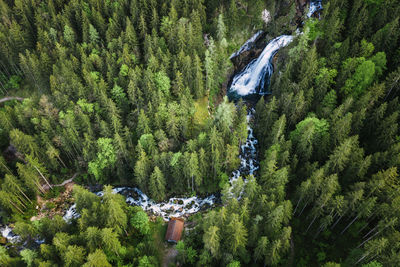 Aerial image of beautiful waterfalls in golling, salzburg, austria