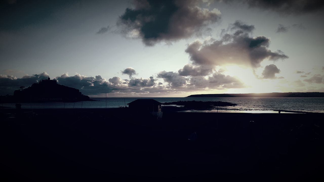 sky, water, sea, scenics - nature, cloud - sky, beauty in nature, tranquil scene, tranquility, silhouette, sunset, nature, no people, beach, land, horizon over water, horizon, outdoors, idyllic, sunlight