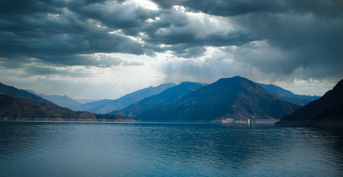 Scenic view of lake against sky