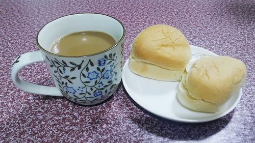 Close-up of tea served on table