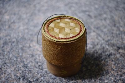 Close-up of sticky rice box